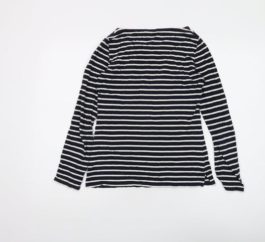Boden Women’s Black Striped Cotton T-Shirt, Size 6