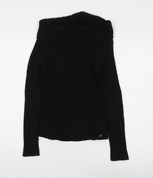 Hollister Women's Black Roll Neck Jumper - Size S
