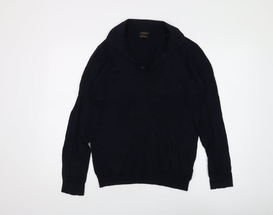 Gutteridge Men's Black Collared Jumper Cotton Cashmere S