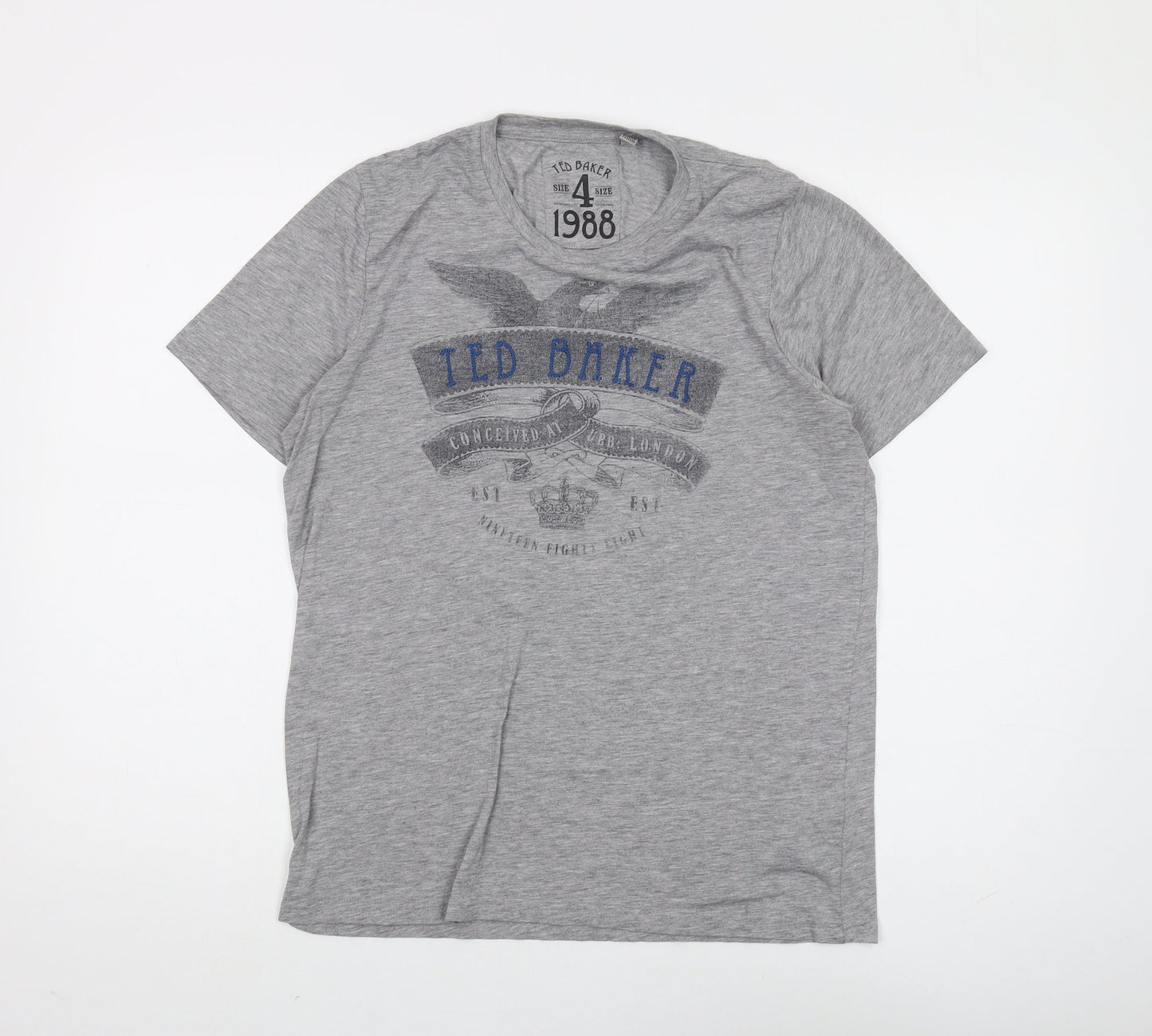 Ted Baker Men's Grey Retro Graphic T-Shirt, Size L