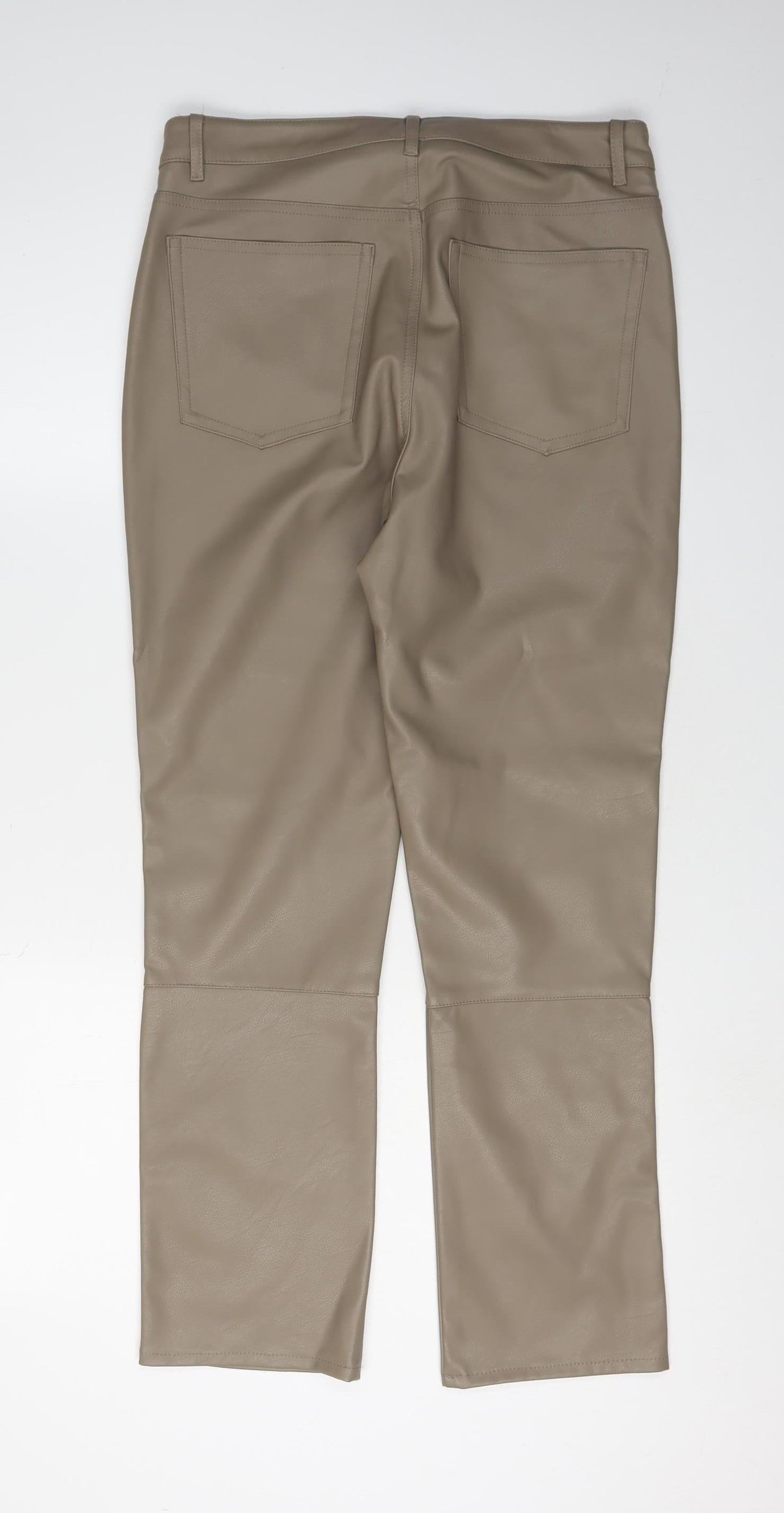 H&M Women's Beige Straight Trousers Size 14