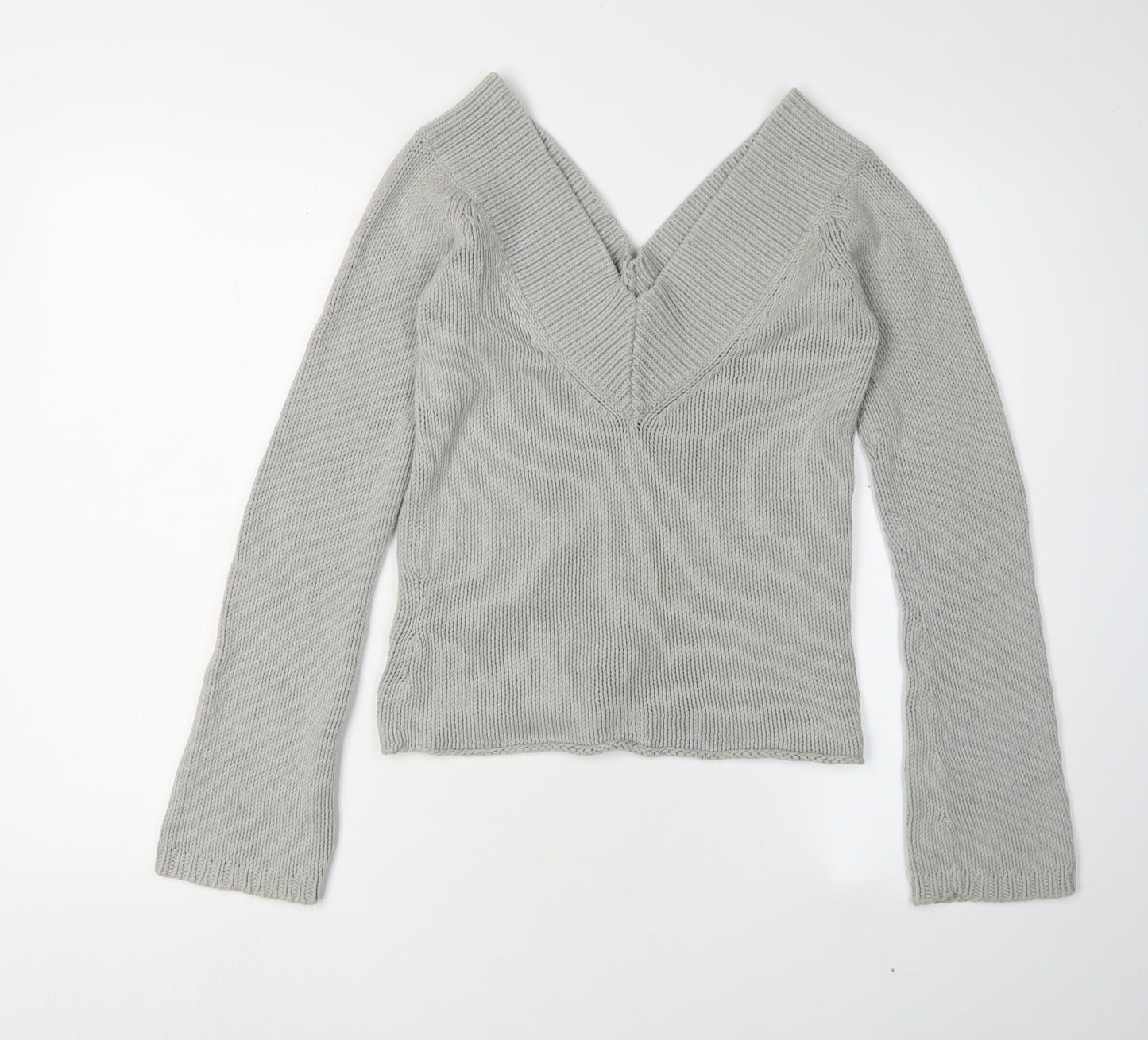 BY MNG Women's Grey V-Neck Pullover Jumper, Size 12