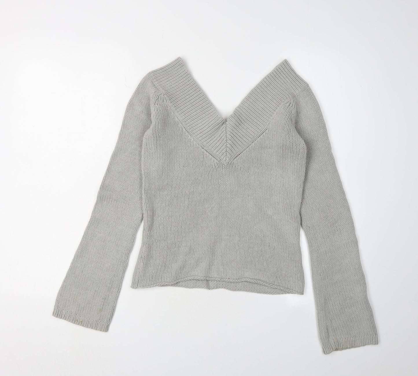 BY MNG Women's Grey V-Neck Pullover Jumper, Size 12