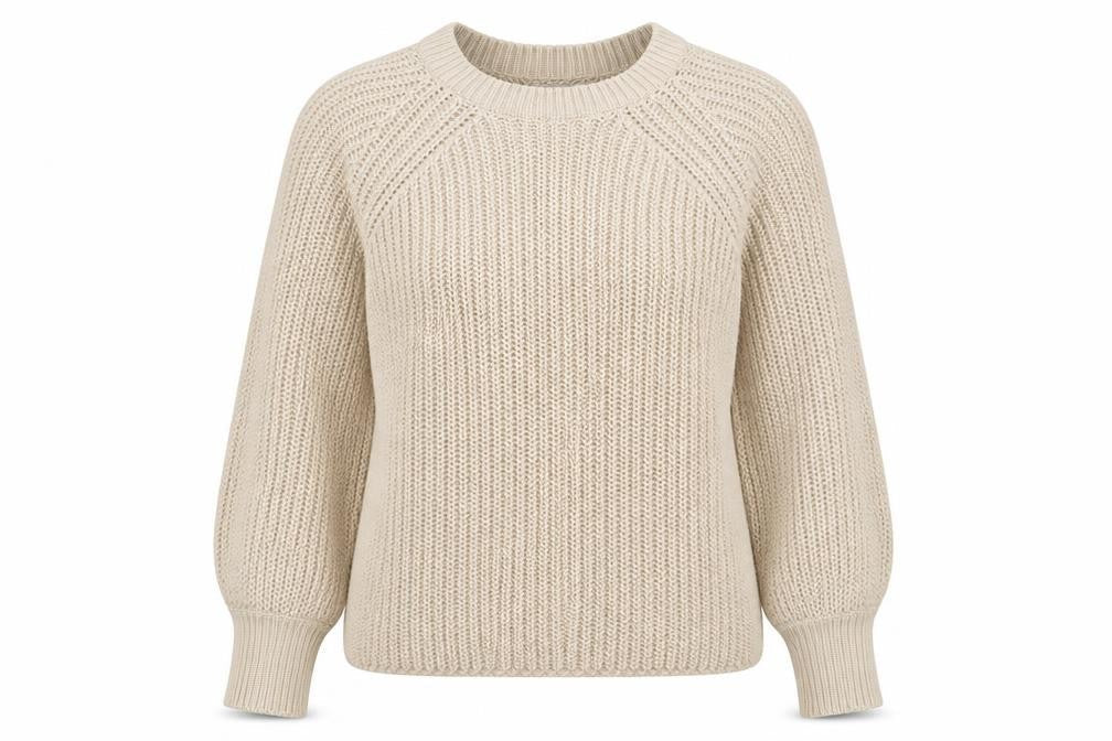 Front view of Only Women's Beige Crew Neck Knitted jumper L
