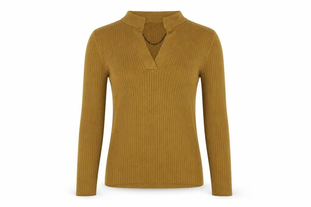 Front view of JDY Women's Brown V-Neck jumper, M