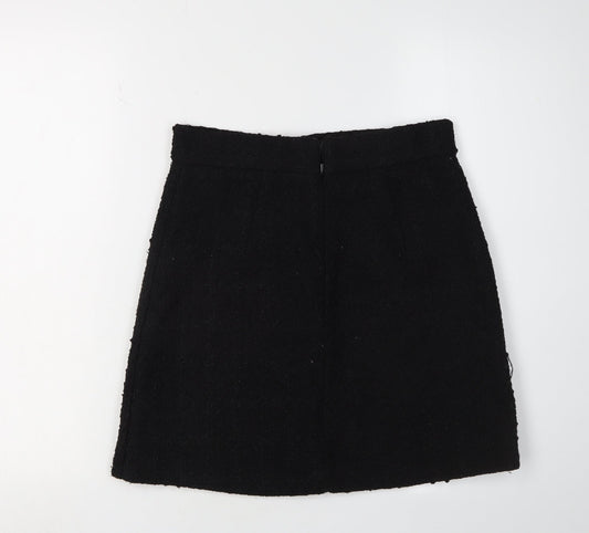H&M Women's Black Buttoned Pencil Skirt Size 10