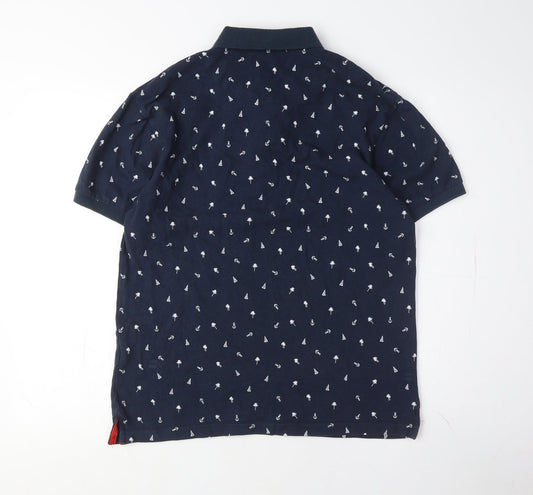 The Time Of Bocha Men's Blue Anchor Polo Shirt S