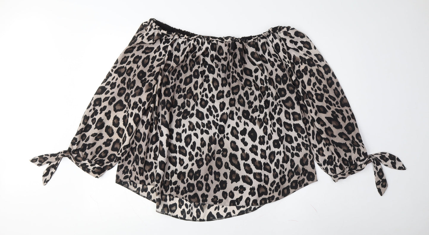 Wallis Women's Off the Shoulder Leopard Blouse Size 18
