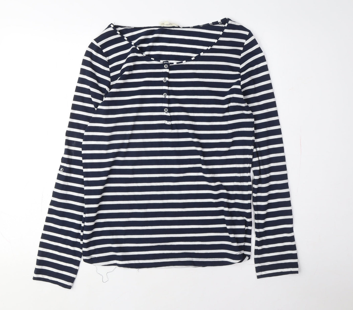 Linea Women's Blue Striped Button-Up Top M