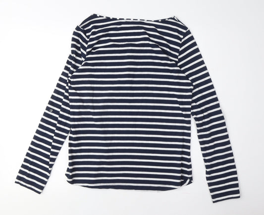 Linea Women's Blue Striped Button-Up Top M