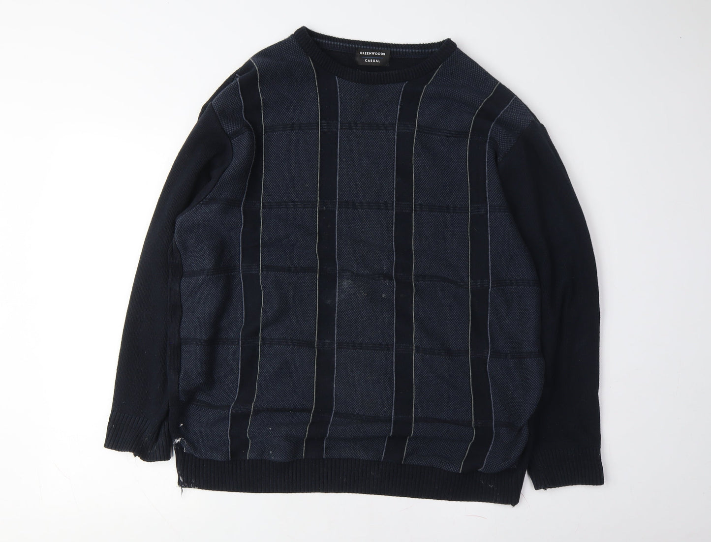 Greenwoods Casual Men's Black Checked Pullover XL