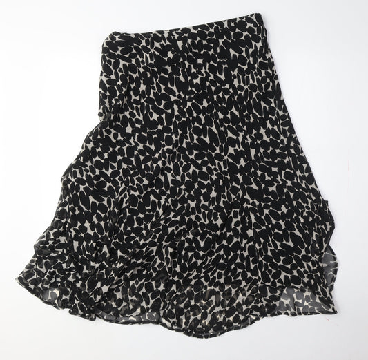 Marks and Spencer Women's Black Animal Print A-Line Skirt