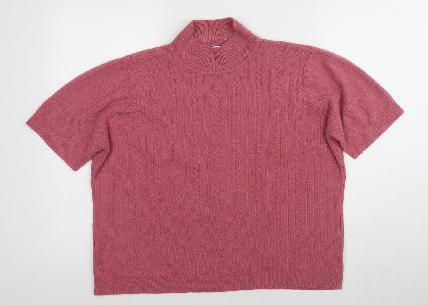 Berkertex Women's Pink High Neck Short Sleeve Blouse