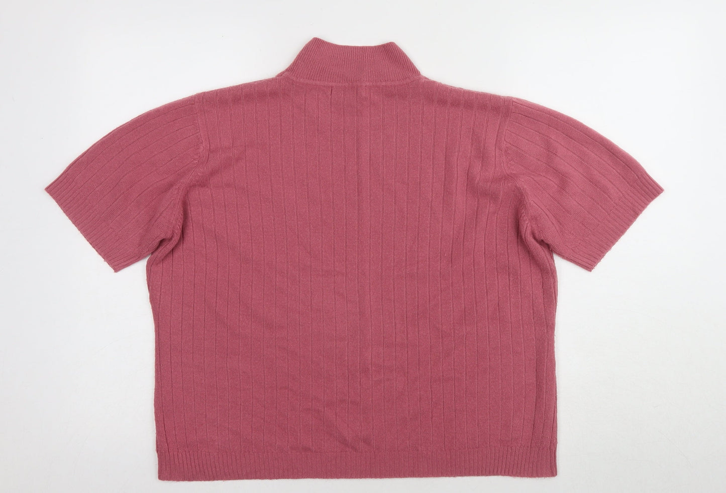 Berkertex Women's Pink High Neck Short Sleeve Blouse