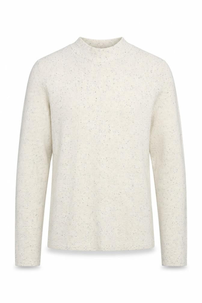 Front view of Monki Beige Long Sleeve Mock Neck T-Shirt S