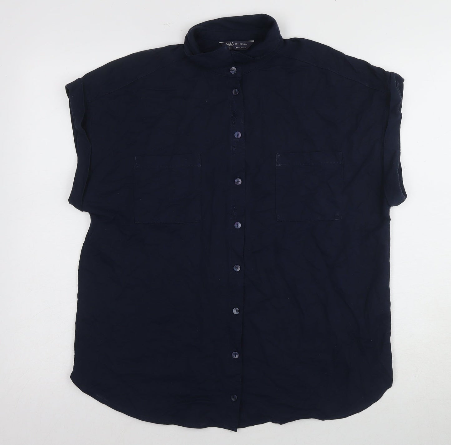Marks and Spencer Women’s Blue Sleeveless Button-Up Top
