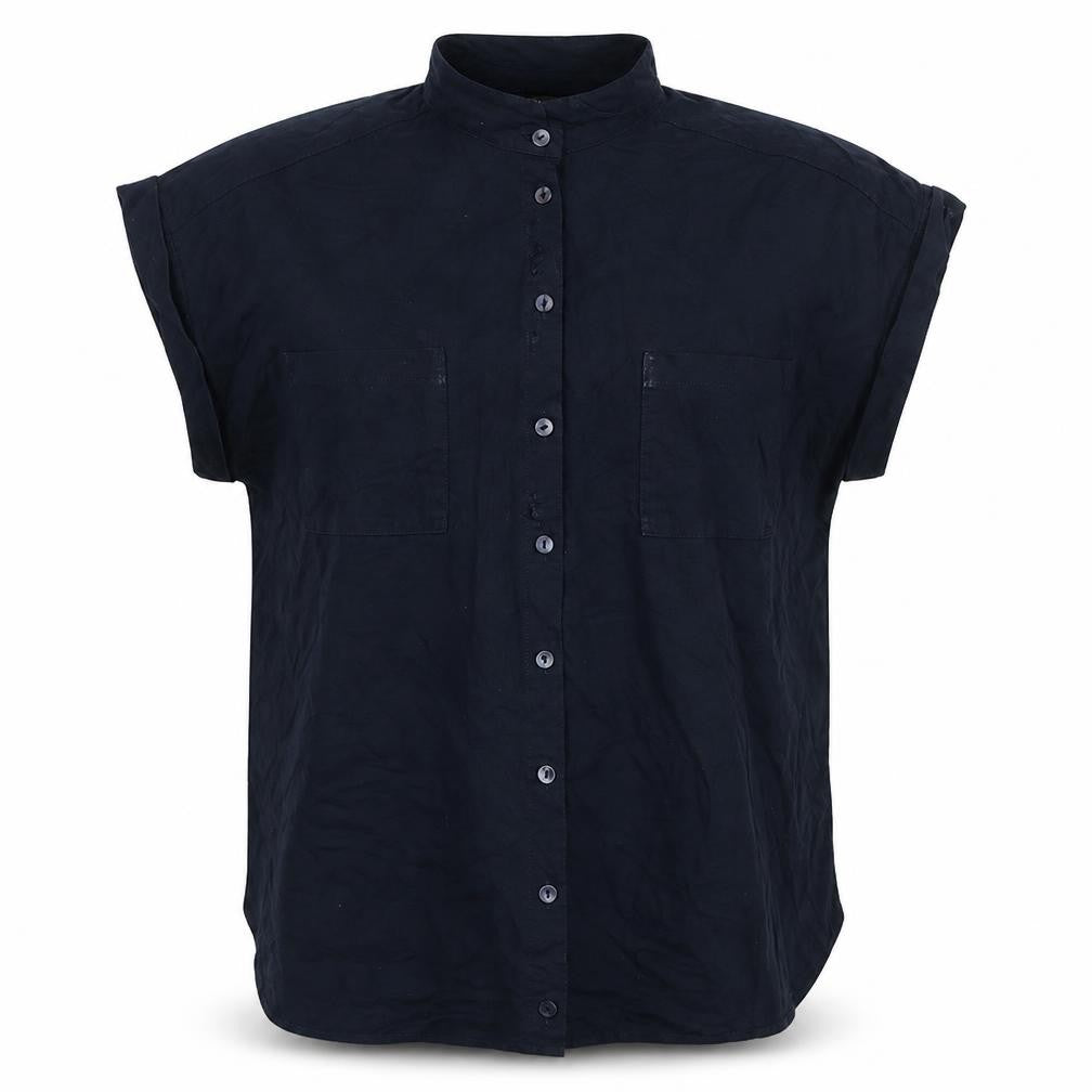 Marks and Spencer Women’s Blue Sleeveless Button-Up Top