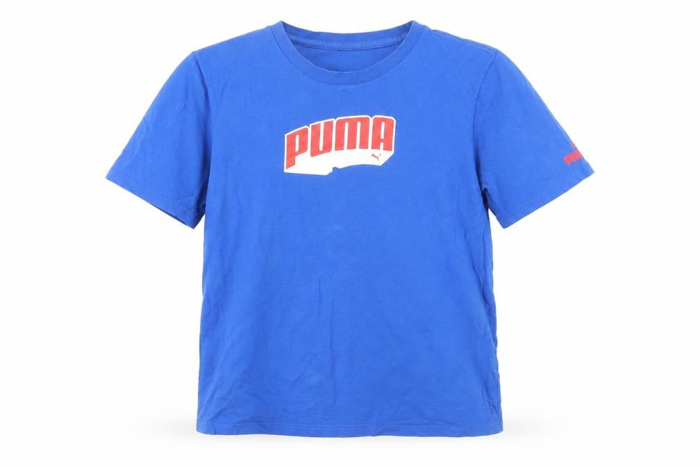 Puma Boys Blue Graphic Logo T-Shirt, Size L, Regular Fit