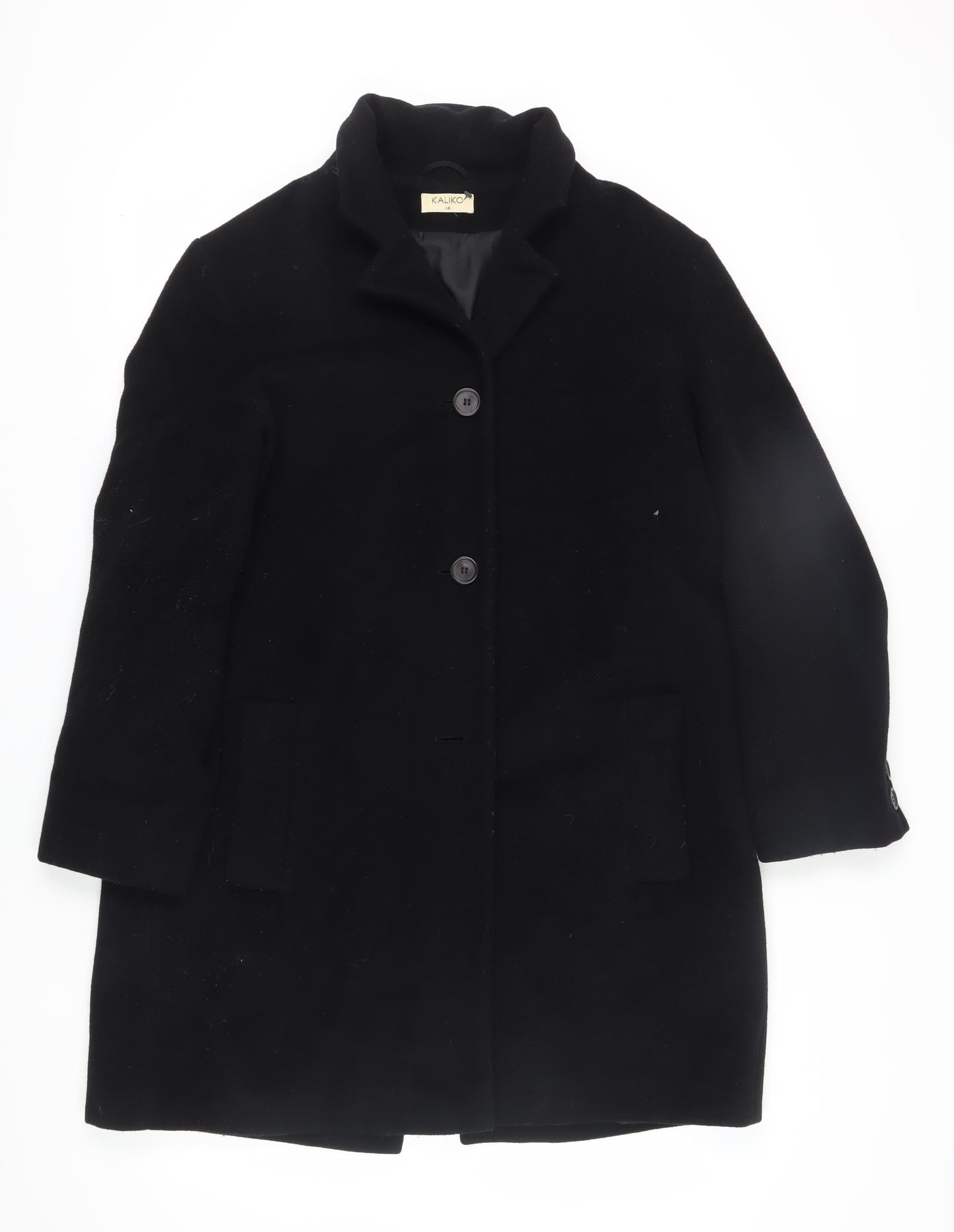 Kaliko Women's Black Mid-Length Overcoat, Size 14