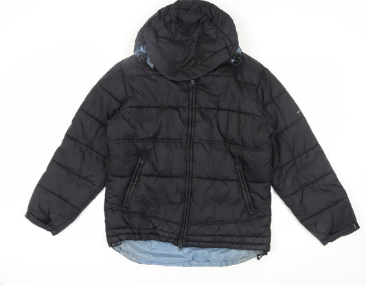 TOG24 Men's Black Puffer Jacket S Hooded Casual Winter