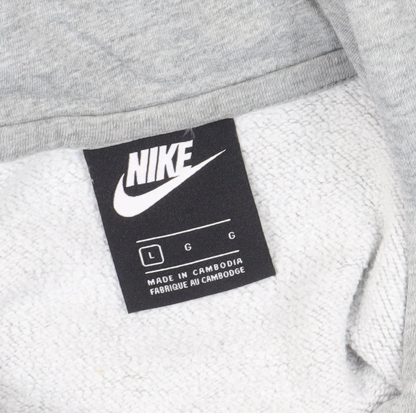 Nike Men's Grey Pullover Hoodie L with Logo