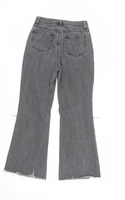 Cider Women's Grey Flared Jeans S Distressed Cotton