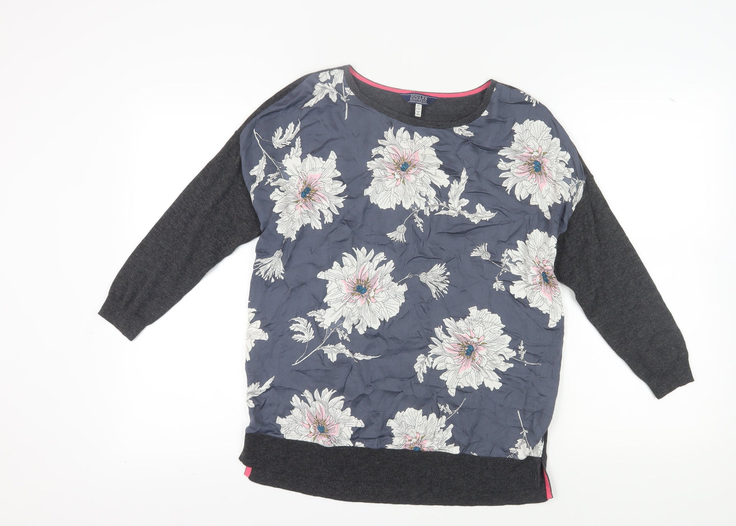 Joules Women's Grey Floral Long Sleeve T-Shirt UK 6