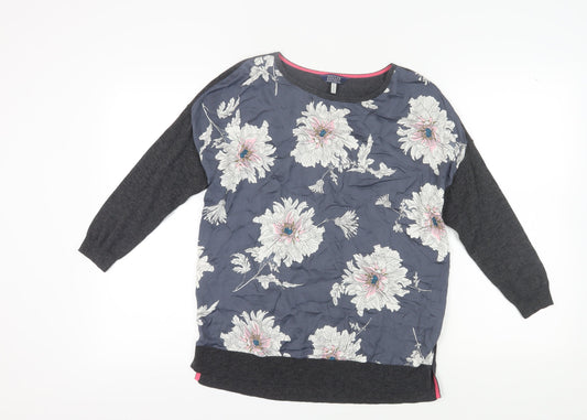 Joules Women's Grey Floral Long Sleeve T-Shirt UK 6