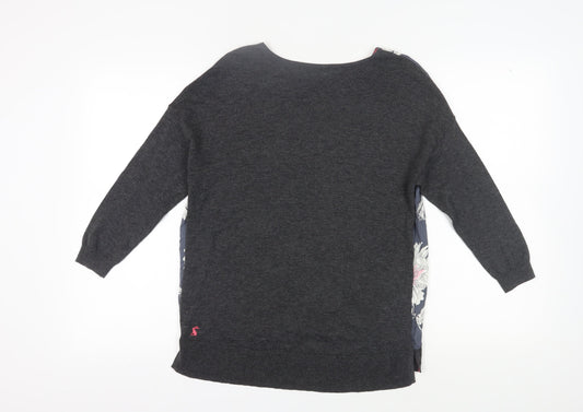 Joules Women's Grey Floral Long Sleeve T-Shirt UK 6