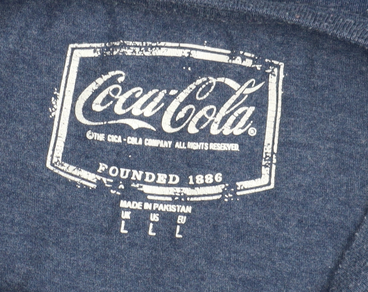 Coca-Cola Men's Blue Christmas T-Shirt L