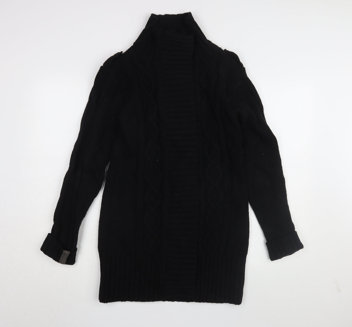 Golddigga Women's Black Coatigan Size 12 Long Wool Blend