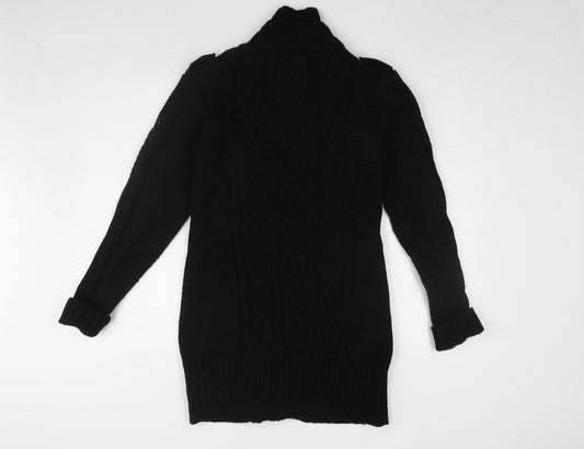 Golddigga Women's Black Coatigan Size 12 Long Wool Blend