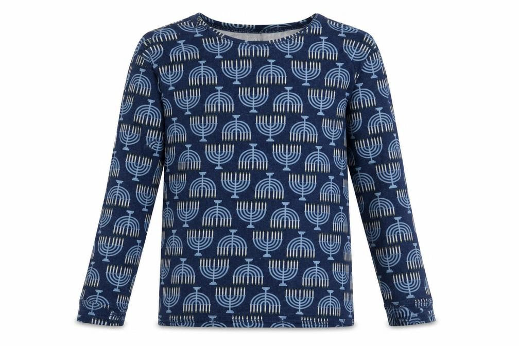 Front view of Gap girls’ blue graphic print long sleeve t-shirt, 14 years