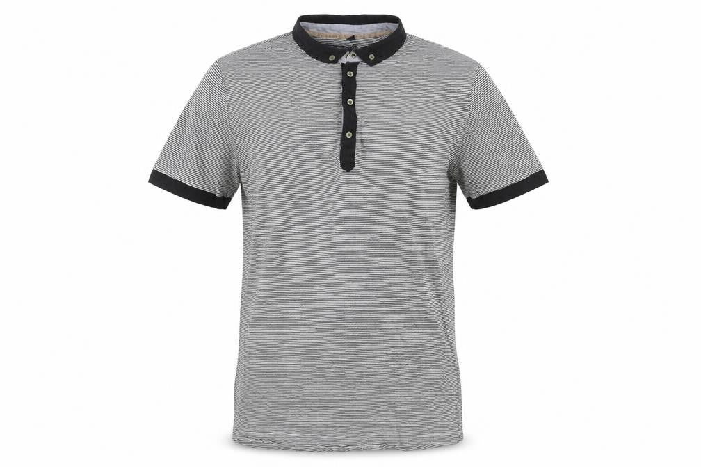 Spitalfields Men's Black Striped Polo Shirt Size M