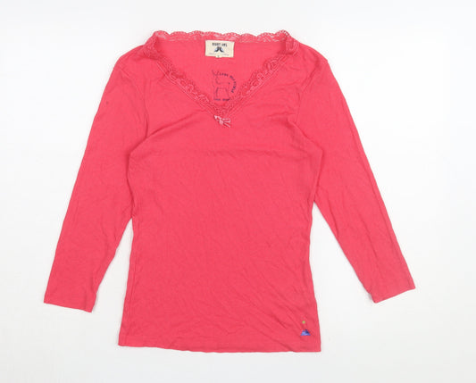 Night Owl Women's Pink Long Sleeve V-Neck Pyjama Top Size S