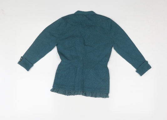 Karen Millen Women's Green Button-Up Knit Top, Size 2