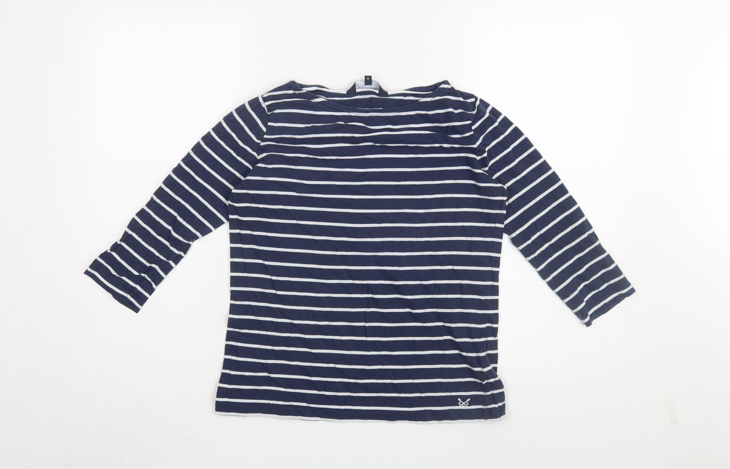 Crew Clothing Women's Blue Striped T-Shirt Size 10