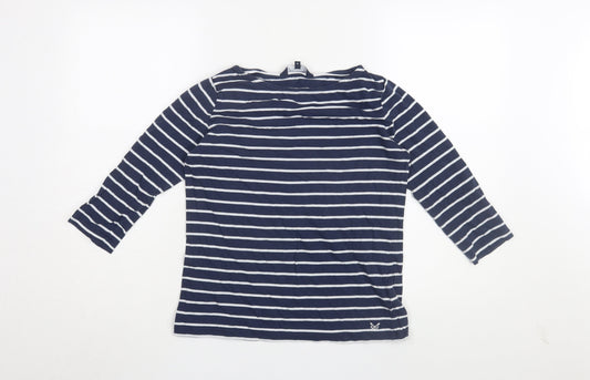 Crew Clothing Women's Blue Striped T-Shirt Size 10
