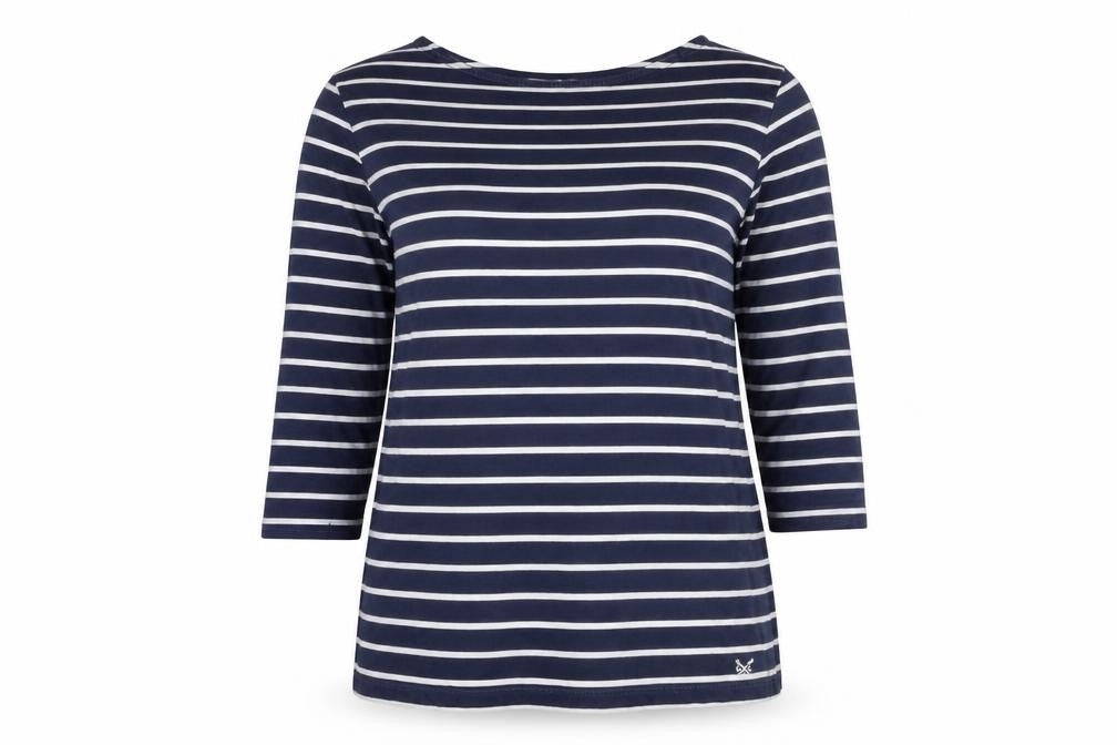 Womens UK Size 10 Crew Clothing Company Blue 100% Cotton T-Shirt