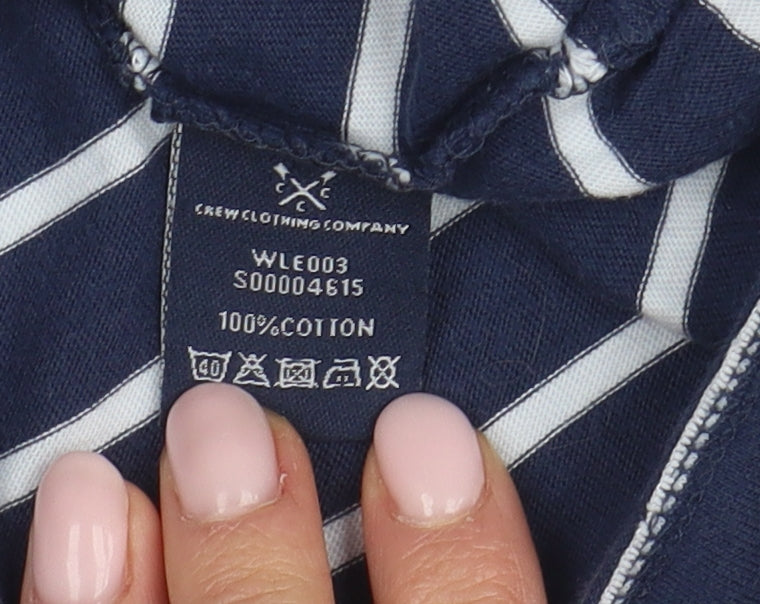 Crew Clothing Women's Blue Striped T-Shirt Size 10