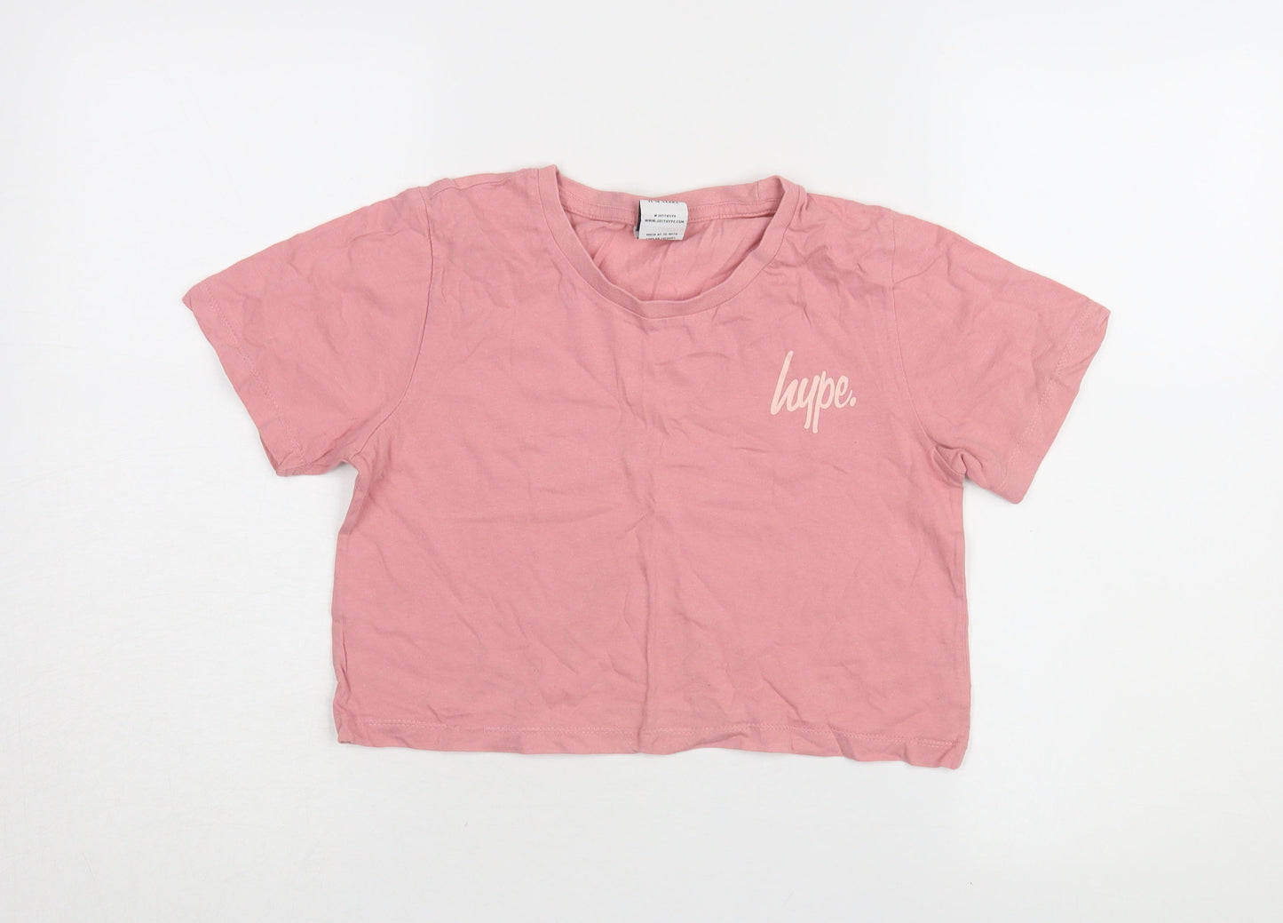 Hype Girls Pink Cropped T-Shirt 11-12 Years Logo Tee