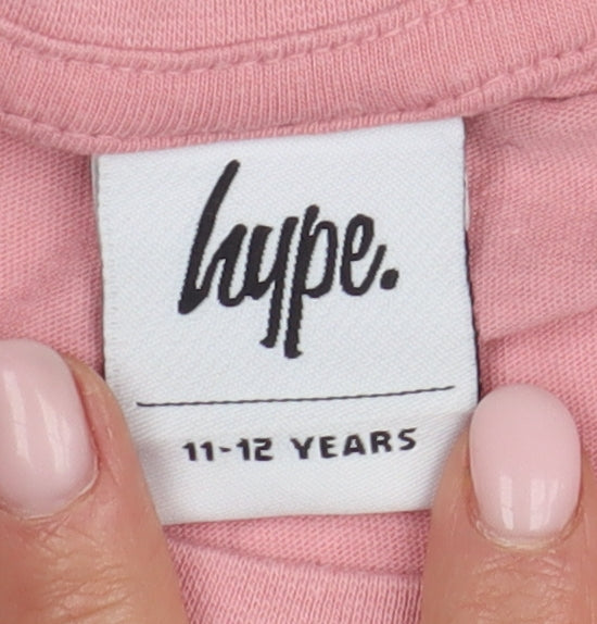 Hype Girls Pink Cropped T-Shirt 11-12 Years Logo Tee