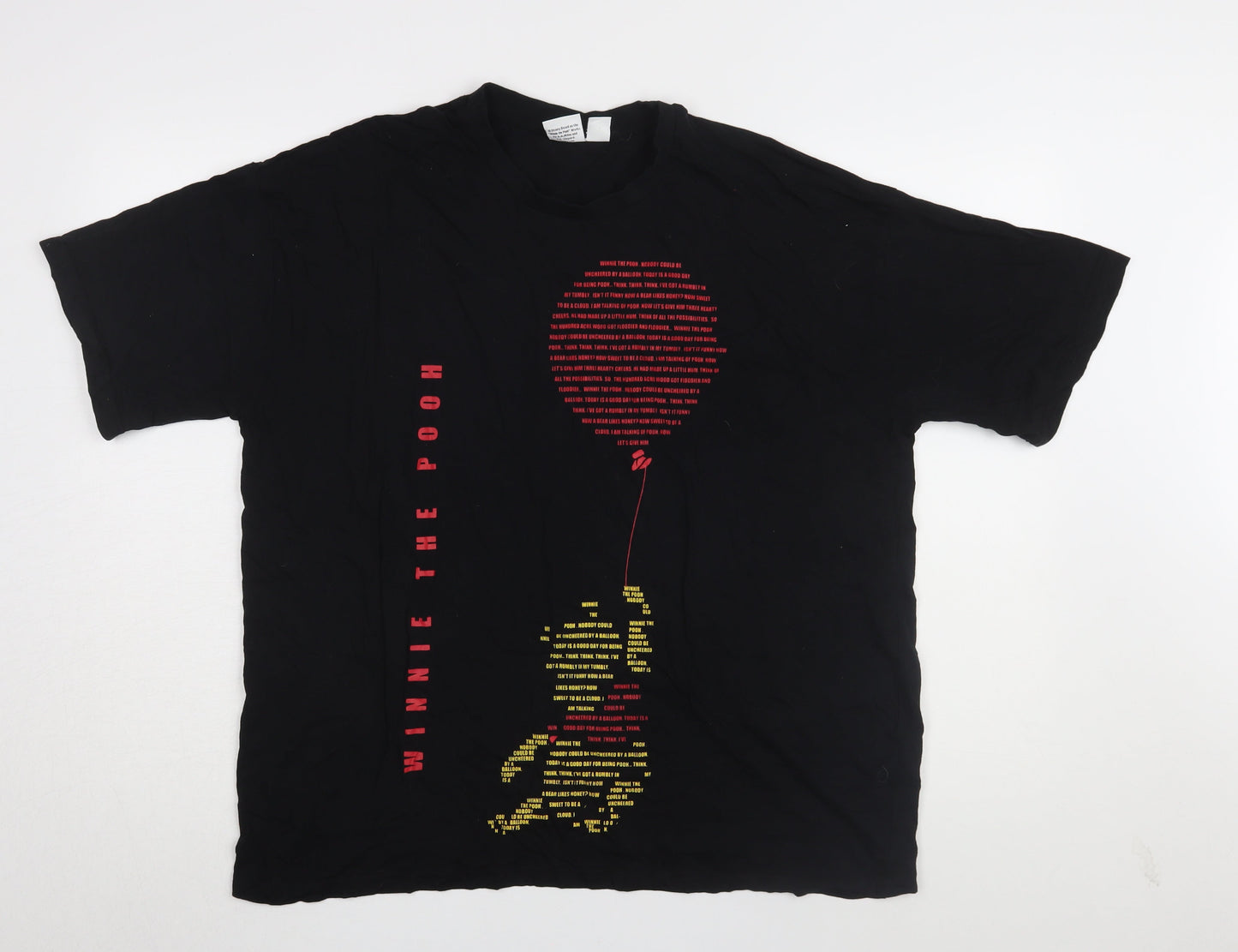 Disney Unisex Black T-Shirt, L, Winnie the Pooh Design
