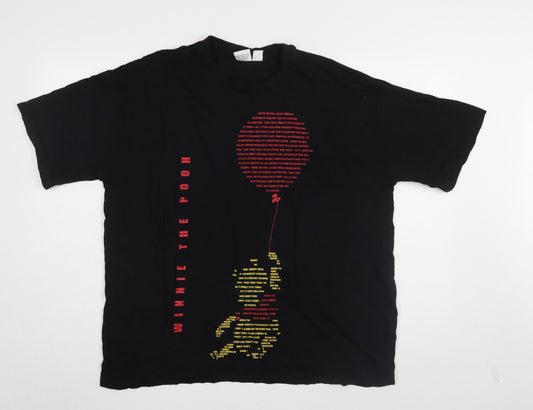 Disney Unisex Black T-Shirt, L, Winnie the Pooh Design