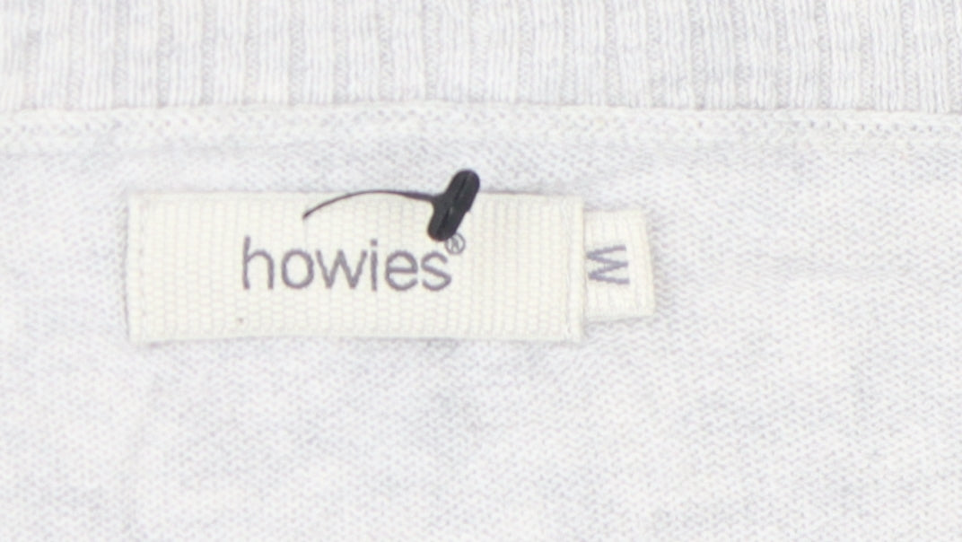 Howies Men Grey V-Neck Medium Pullover Cotton Jumper