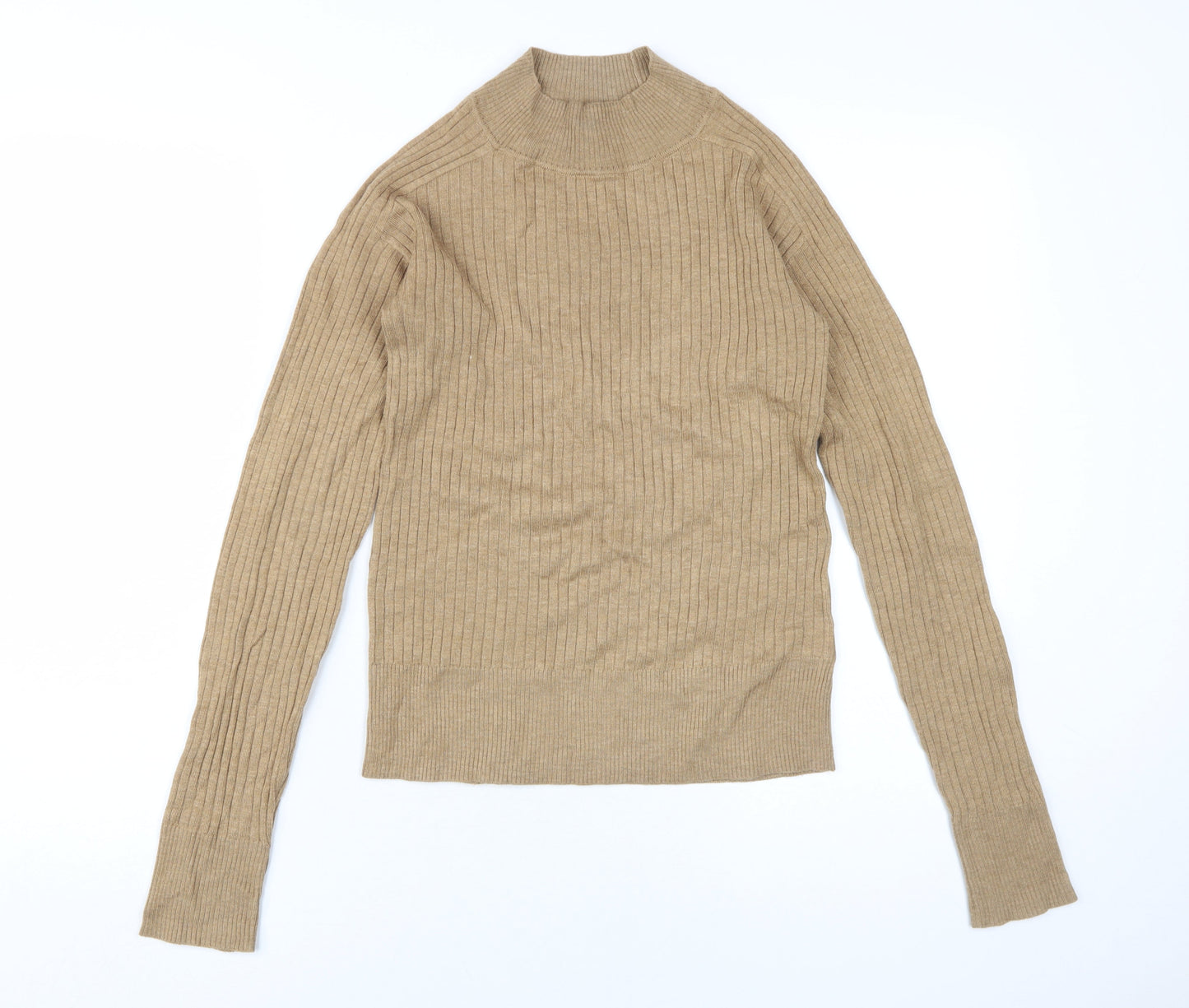 Next Women Beige Jersey Blouse Size 6 Long Sleeve