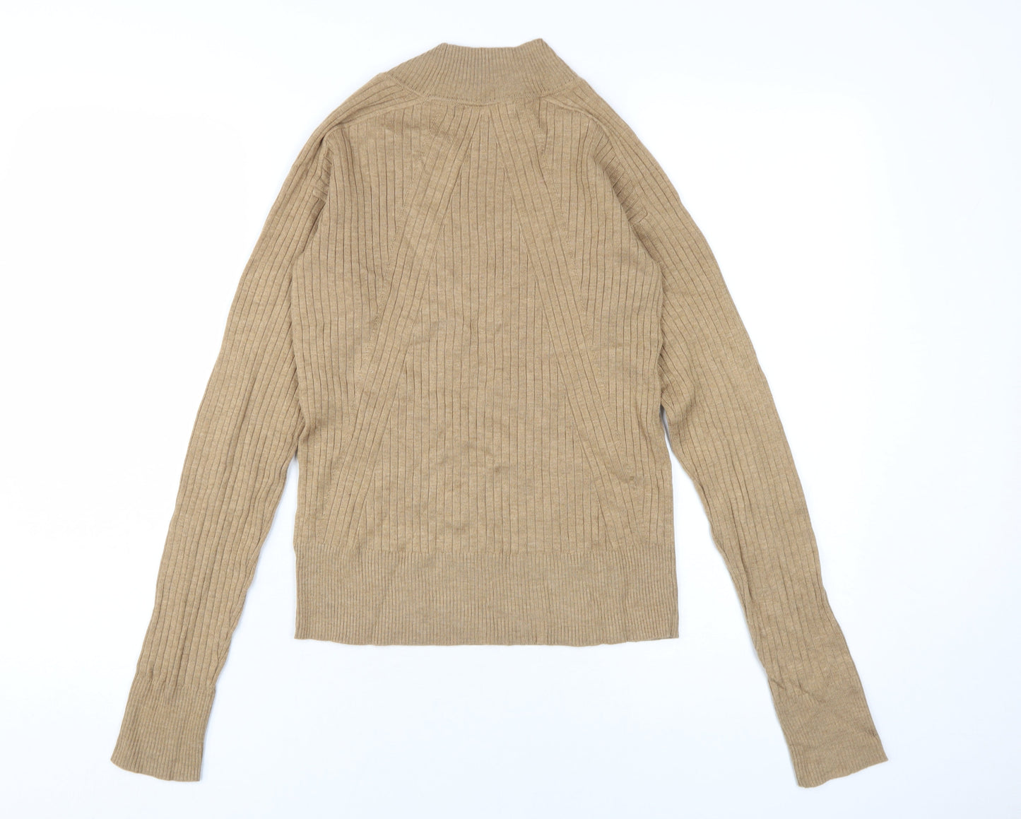 Next Women Beige Jersey Blouse Size 6 Long Sleeve