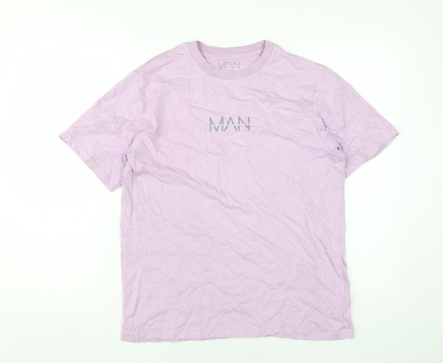 BoohooMAN Men's Purple Crew Neck T-Shirt, Size M