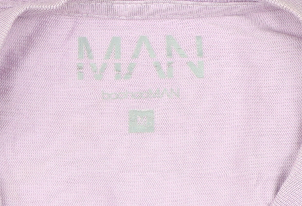 BoohooMAN Men's Purple Crew Neck T-Shirt, Size M