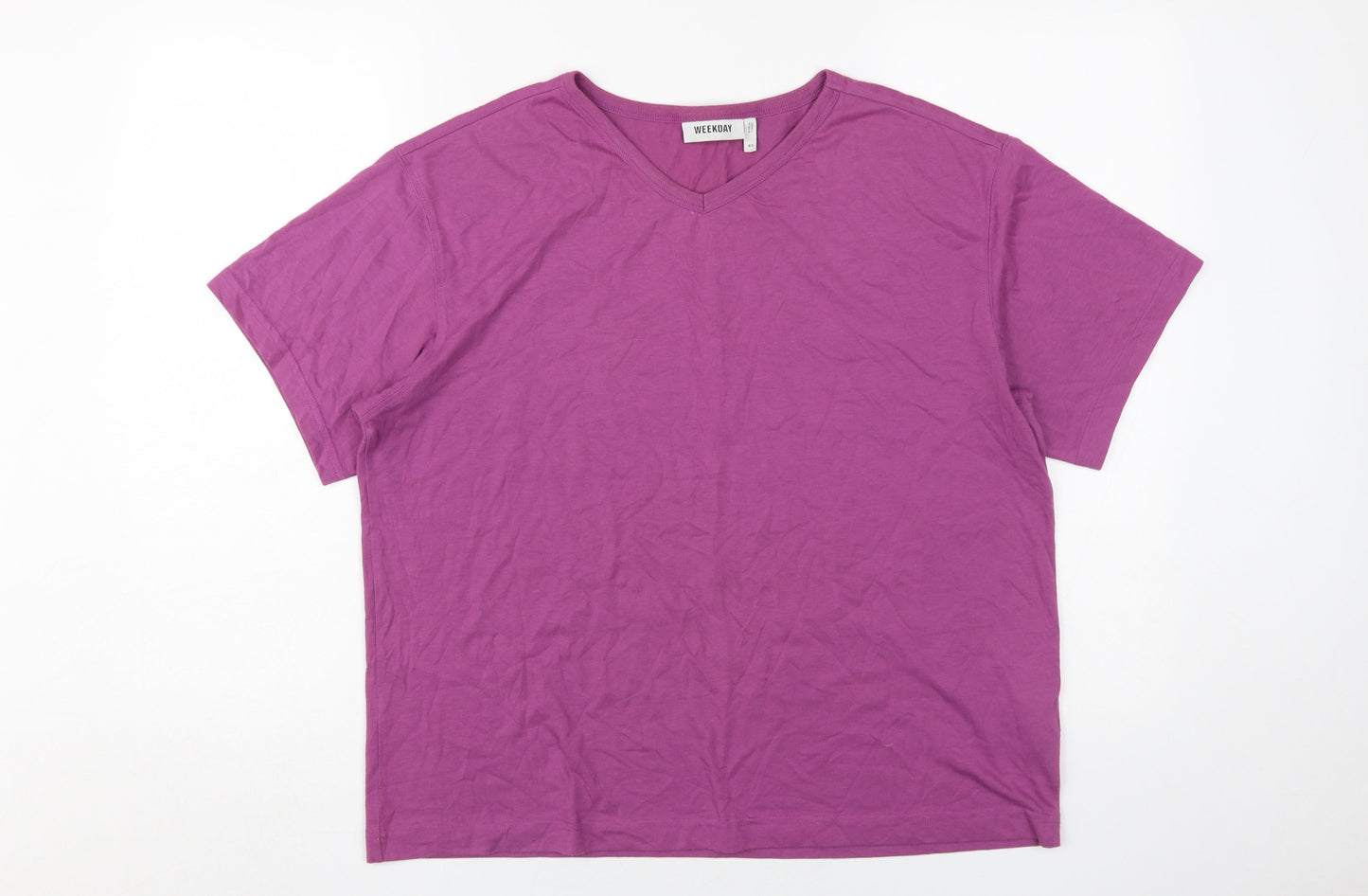 Unisex Adultss UK Size XS Weekday Purple Polyester Blend T-Shirt